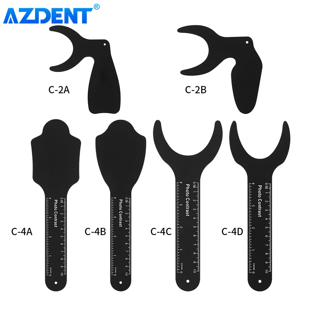 AZDENT 6PCS Dental Photo Contraster Orthodontic Black Background Image Contrast Board Oral Macro Shot Tool Scale Mark Auto