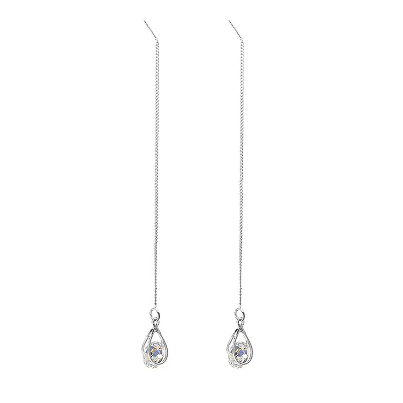 

QW selling personality earrings zircon water tassels asymmetric earrings long earrings temperament earrings