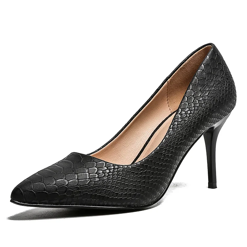 Fletiter Shoes Women 8 cm High Heels Leather Pointed Toe Women Pumps Ladies Shoes white Thin High Heel bridal Party Shoes