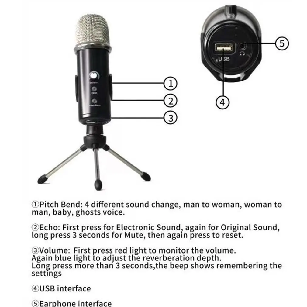 Microphones USB Microphone Professional K2 Live Conference Set For Audio Recording Gaming Voice Chat | Электроника