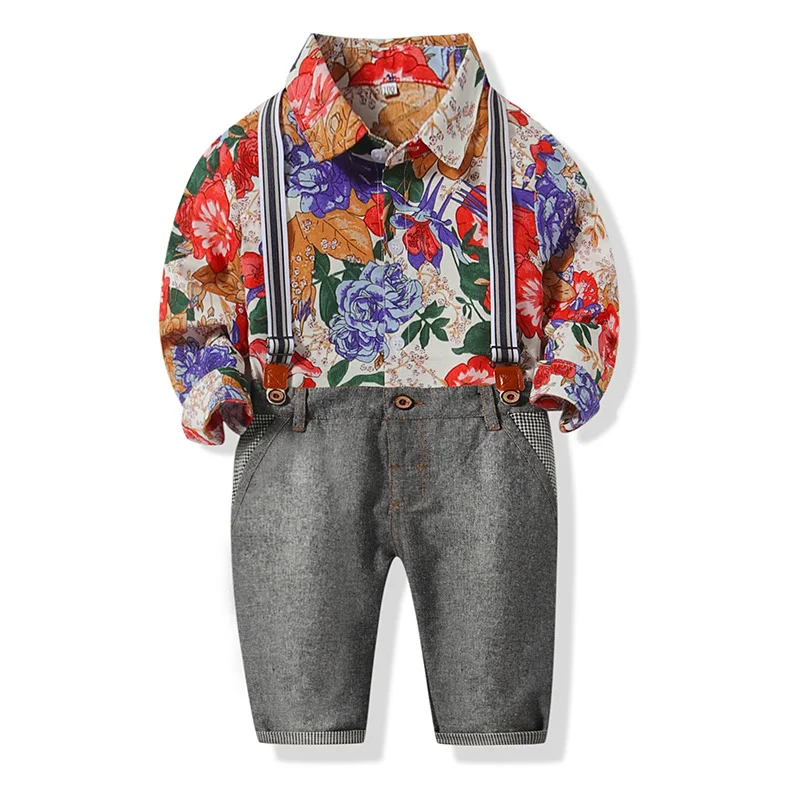 

2Piece/1-5Years/Spring Children Outfits Set Kids Clothes Fashion Gentleman Casual Print Shirt+Pants Baby Boys Clothing BC1332-1