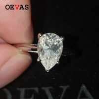 oevas real 2 carats d color moissanite water drop rings for women 100 925 sterling silver sparkling wedding party fine jewelry