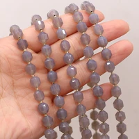 natural grey agate beaded faceted round shape beads for jewelry making diy necklace bracelet accessries 8mm
