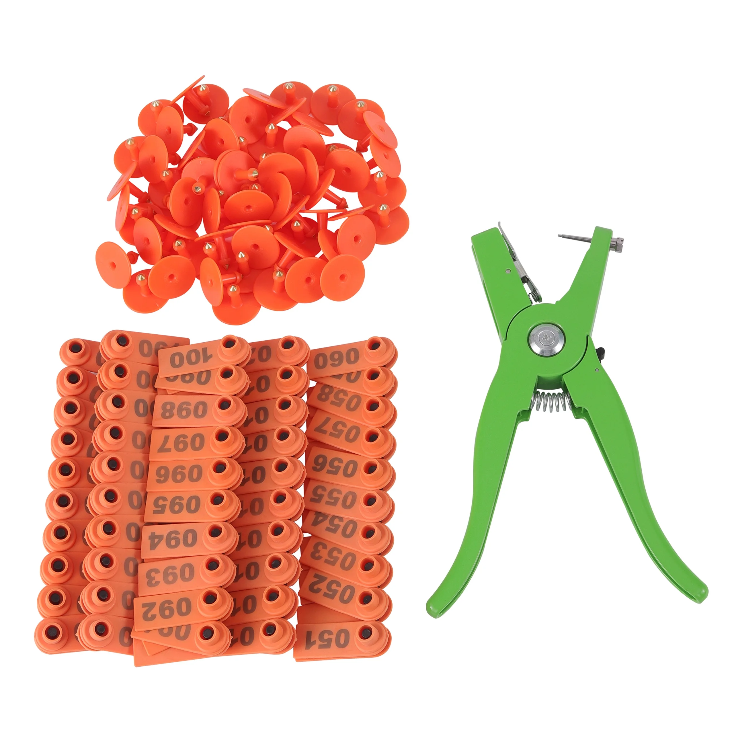 5 colores o&iacute;do etiqueta ovejas marcador aplicador 001-100 oreja etiquetas para cabra identificaci&oacute;n Kit o&iacute;do Tagger con 5 uds pines o&iacute;do pinzas para etiquetas-5