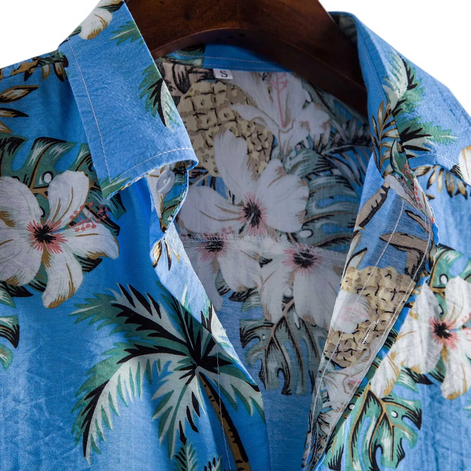 Мужская гавайская рубашка из натурального хлопка летняя пляжная с коротким