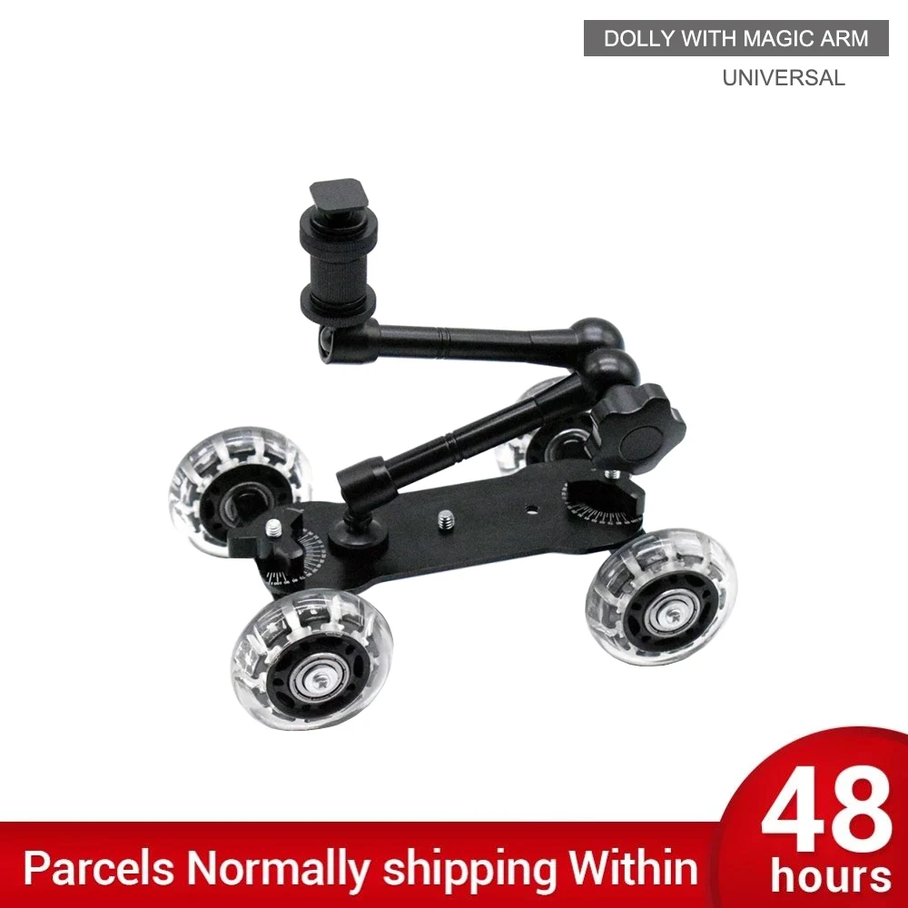 

11/7 Inch Magic Arm Dolly Car Camera Slider Tabletop Mobile Rolling Video Track Rail Skater for DSLR Speedlite Go Pro Phone