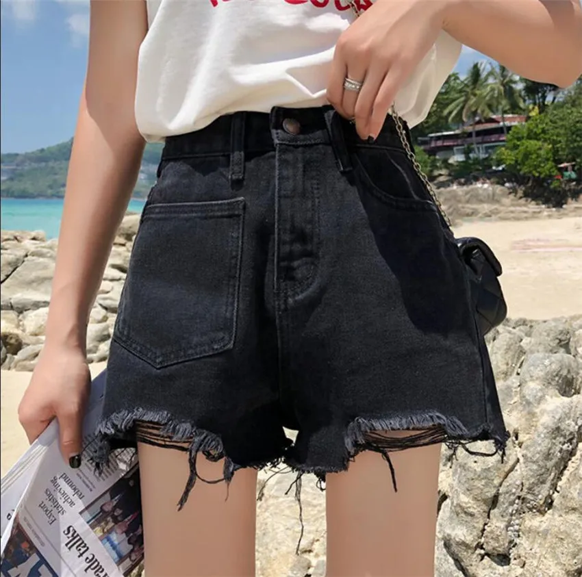 

Vintage High Waist Denim Shorts Women 2020 Summer Korean Style Casual Roll Up Shorts Jeans Hot Short Pants