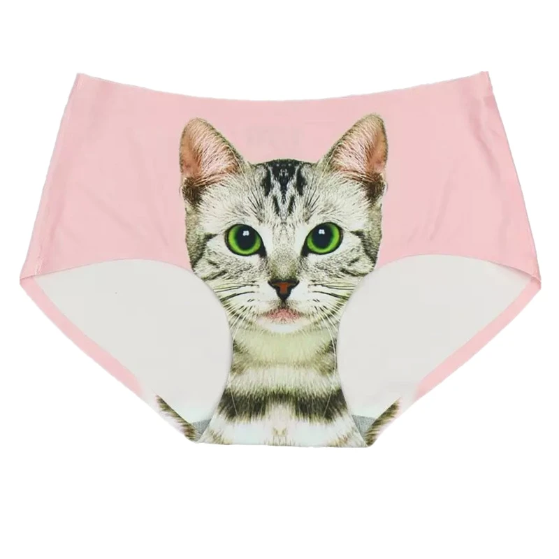 Черные трусики Pussycat нижнее белье для кошек с 3D кошачьим лицом бесшовные женщин в