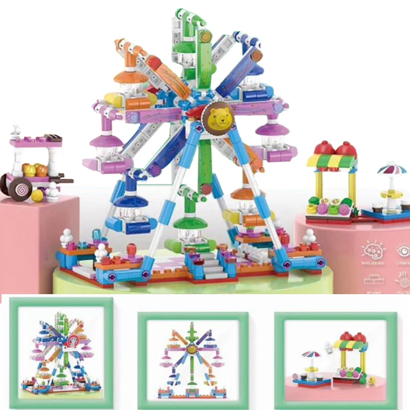 

Toy Building Blocks Friends Series Amusement Park Blocks Roller Coaster Pirate Ship Ferris Wheel Playgame Toys For Children Gift