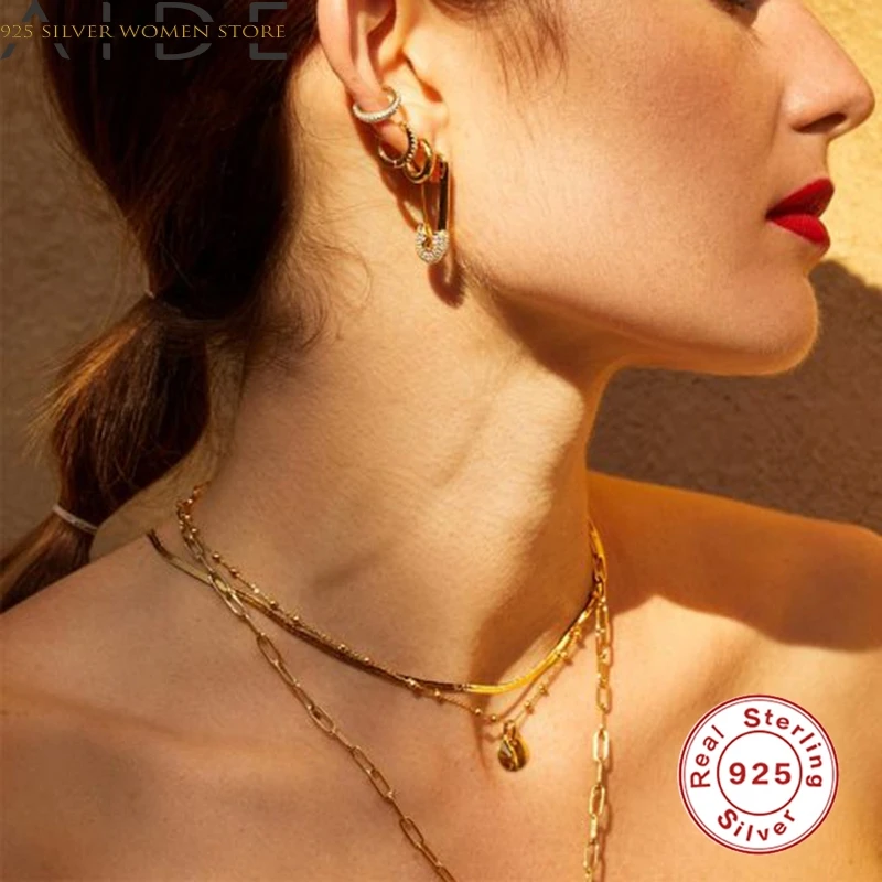 

AIDE Necklace For Women 2020 Silver 925 Jewelry Round Beads Necklace Bulk Chains Fine Jewelry Choker Bijoux Femme #12.15