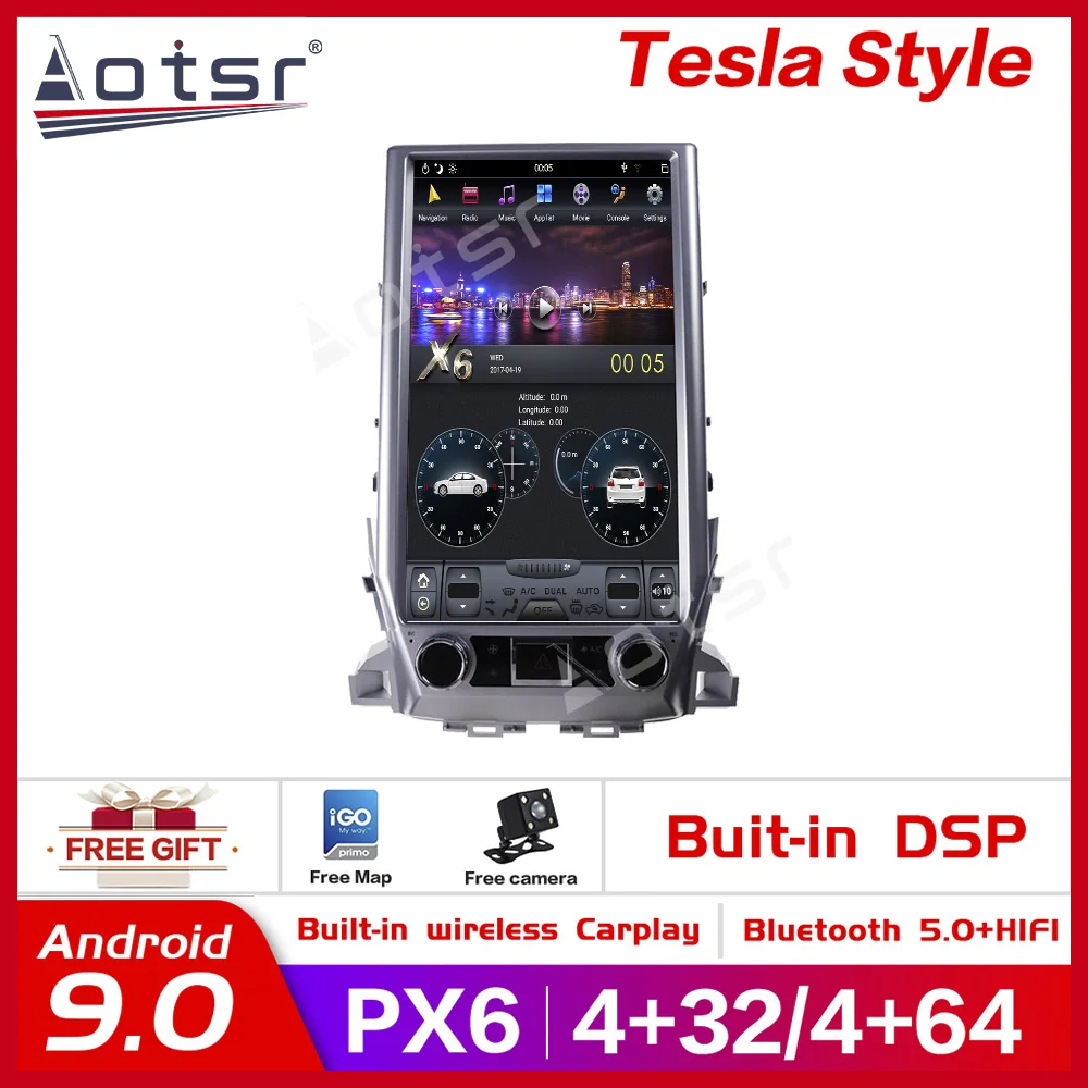 

For Toyota Land Cruiser LC200 2016-2018 Tesla styel Android 9 Car DVD GPS Navigation Radio AutoStereo Multimedia Palyer HeadUnit