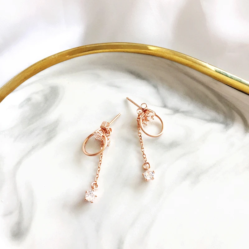 

classic rose gold tassel earrings inlay zircon circular girls earrings fashion earrings wholesale33
