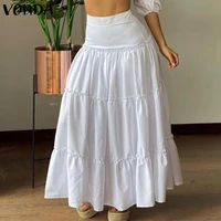 women skirts holiday elegant high waist long skirts 2021 vonda female casual pleated party skirt faldas de mujer