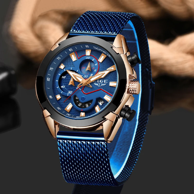 LIGE мужские часы с силиконовым ремешком Топ бренд класса люкс водонепроницаемый