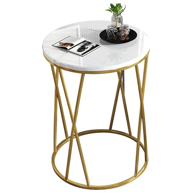 Nordic Light Luxury Coffee Table Sofa Corner Table Bedside Bedroom Marble Pattern Small Round Table Side Tables Furniture