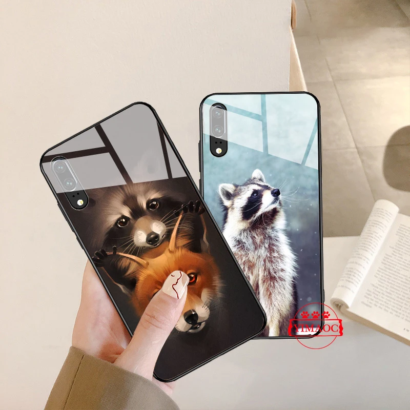 YIMAOC енот красная панда лиса стеклянный чехол для Huawei P10 Lite P20 Pro P30 P Smart honor 7A 8X9 10 Y6 mate