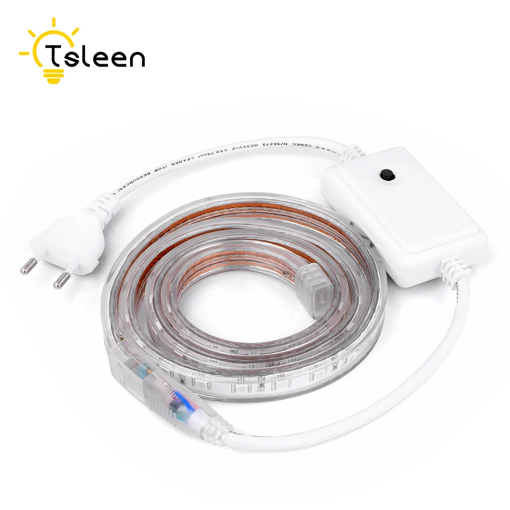 

Cheap SMD5050 Commercial LED Strip Lights Rope RGB EU Plug Power Supply Controller 1-100m Length Selectable IP67 220V