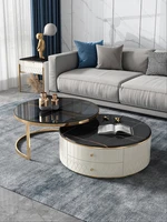 modern luxury marble coffee table simple rock plate round small apartment living room home tv cabinet combination