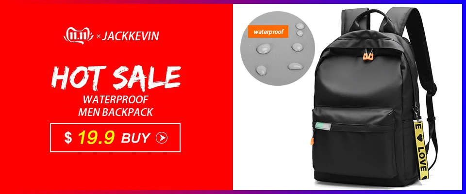JackKevin Водонепроницаемый школьный модный мужской рюкзак сумка мужской Внешний USB зарядка Рюкзак