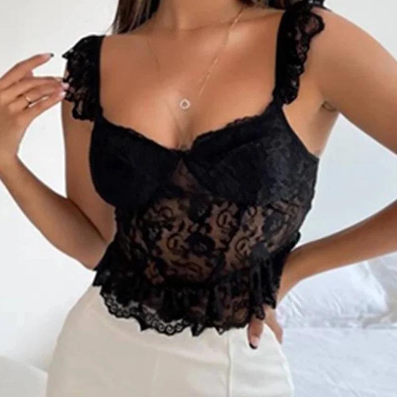 

Summer Tanks Camis Tops Tees O-Neck Lace Tank Women Clothes Solid Colors Tank Tops Casual Blusas Femme Slim Elastic Midriff Top