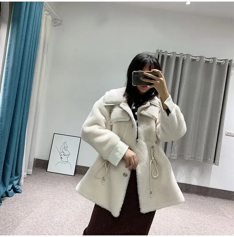 Новинка 2019 зимнее пальто средней и длинной длины для стрижки овец меховое