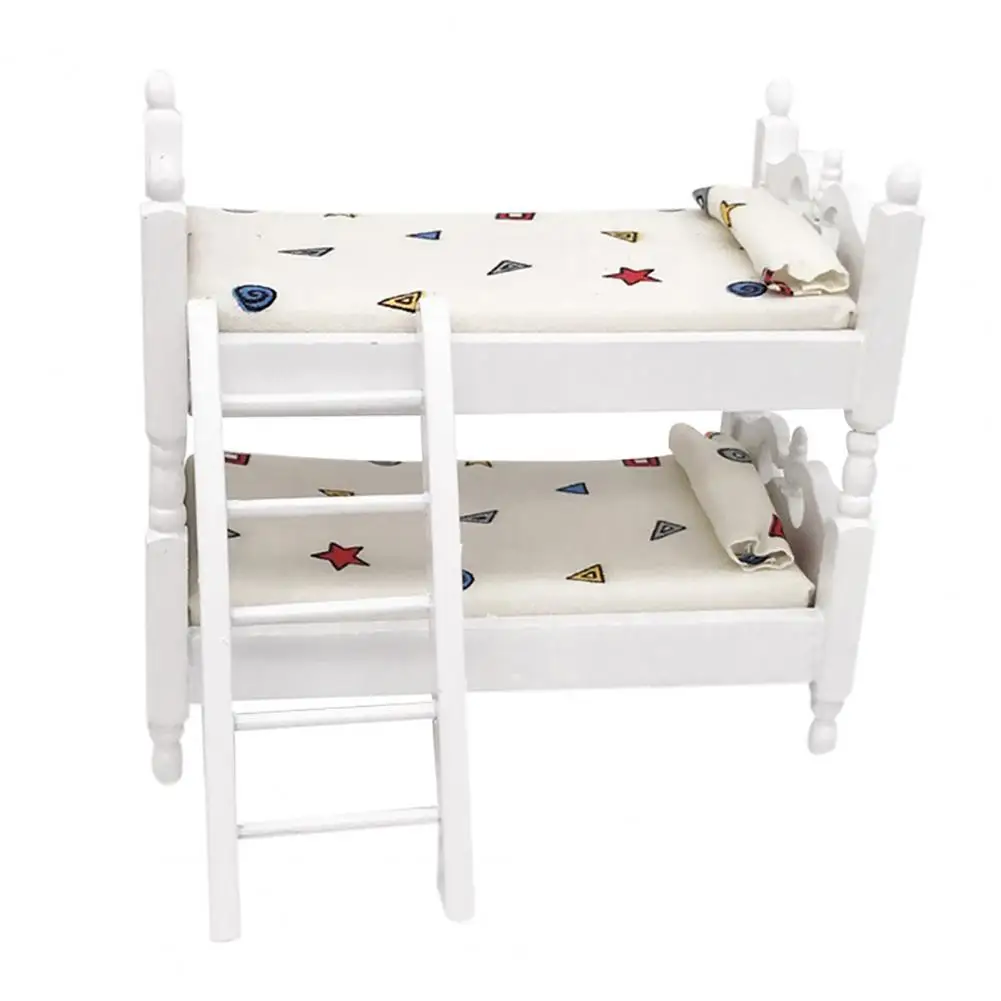 

Hot Sales Dollhouse Bed Realistic Smallest Details Wooden Miniature Size Dollhouse Accessory for Birthday