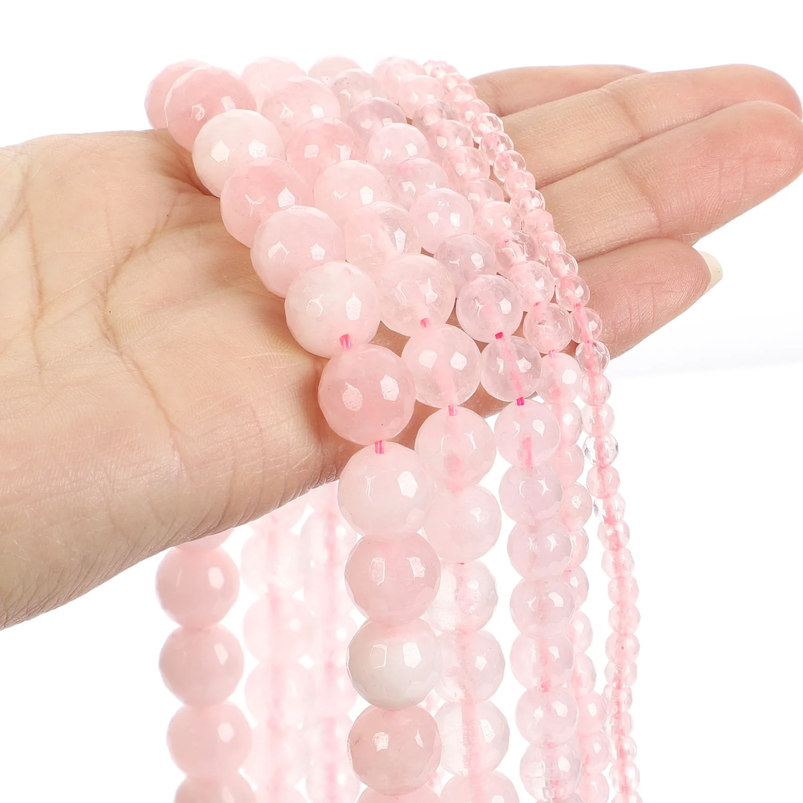 LF бусины из натурального камня граненые Порошковые Розы Quart натуральный камень