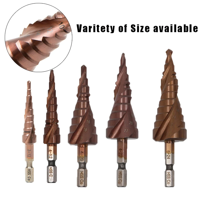 

HSS CO M35 5% Cobalt HSS Step Drill Bit High Speed Steel Cone Hex Shank Metal Drill Bits Tool Set Hole Cutter For Stainles