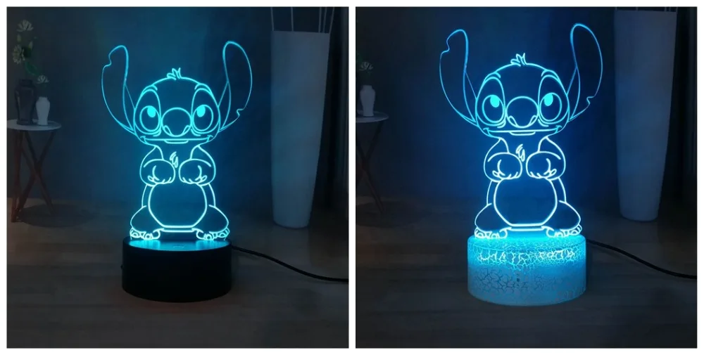 Милые Прошитые светодиодный Ночной светильник мультфильм Акриловые RGB многоцветный USB 3D Иллюзия ночной сон лампа лучший подарок на год
