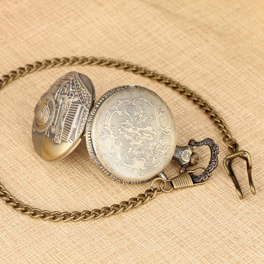 

Vintage Quartz Pocket Watch Bronze/Silver/Gold Train Steampunk Luxury Clock with LED Pendant Watches Men Women's Gifts reloj