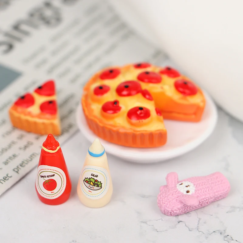 

1:12 Dollhouse Miniature Fruit Pizza Plate Jam Microwave Oven Gloves Kitchen Set Pretend Dinner Kitchen Play Food Toys
