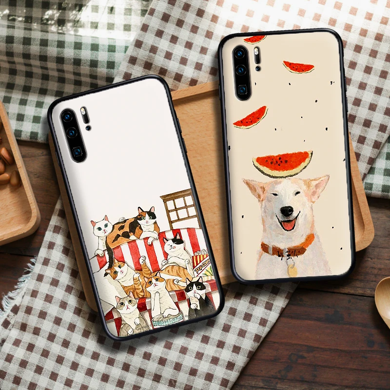 Симпатичные кошки и собаки с рисунком лапы Роскошный чехол для Huawei Honor 7X8X9X8 9 10 Lite