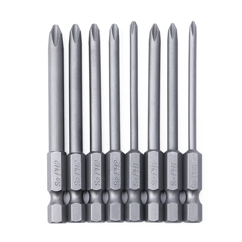 

8pc Sizes Alloy Steel Magnetic Cross Head Screwdrivers 75mm Length 6.35mm Handle
