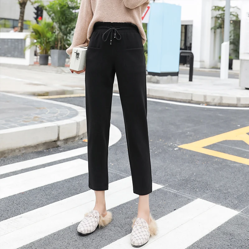 Женские шерстяные брюки новые модные женские толстые теплые шаровары с высокой