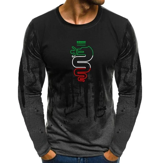 Футболка мужская с принтом альфа Ромео Повседневная рубашка длинным рукавом топ