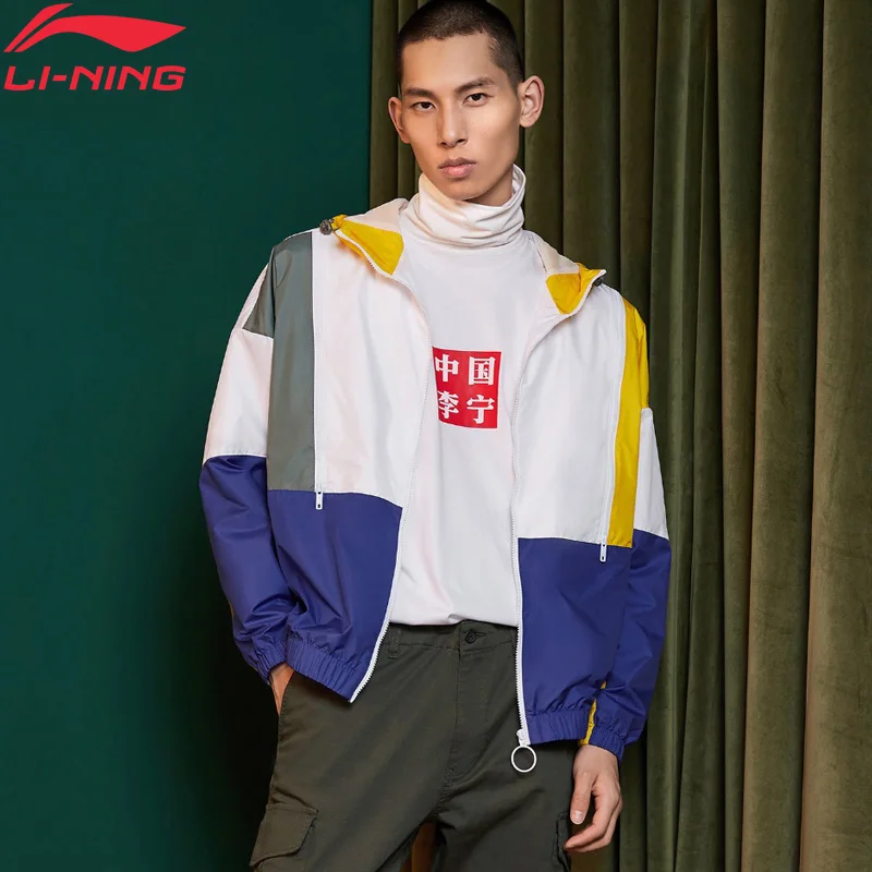 Мужская свободная куртка с капюшоном Li-Ning спортивная из полиэстера подкладкой