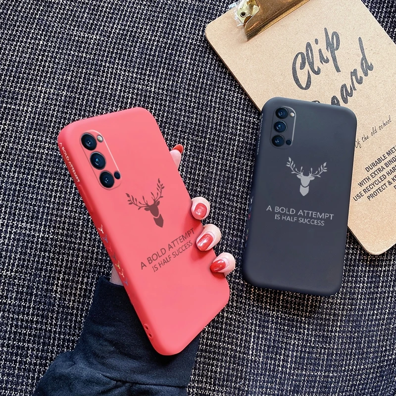 

For OPPO Reno4 4G Reno4 5G Reno4 Pro 5G Reno4 z 5G Reno4 lite Reno4 SE casing with Deer head pattern Back Cover Shockproof case