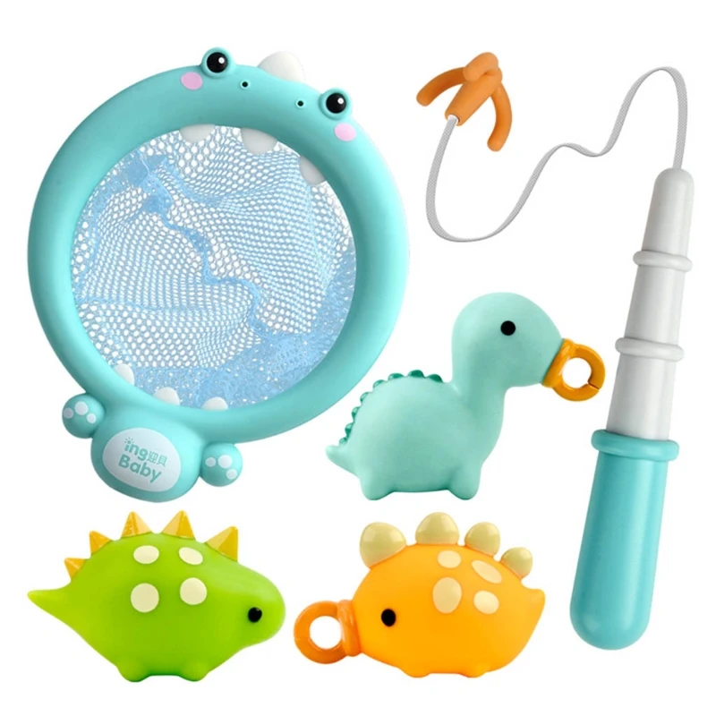 

1Set Bath Toy Fishing Toy Outdoor Water Play Set with Fishing Net & Rod TPR Fish Toy Early Education Handhold Toy Baby Gift