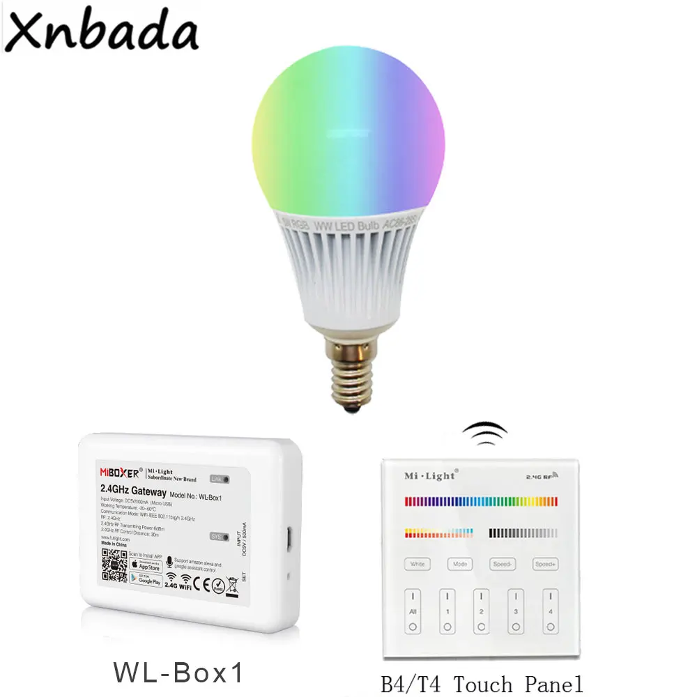 MiBoxer светодиодные лампы E14 5 Вт RGB + CCT светодиодная лампа 2 4 г IOS Andriod APP Wi Fi IBox