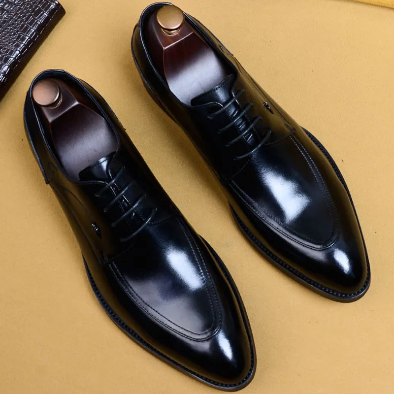 Туфли мужские классические из натуральной кожи официальная обувь свадьба модные