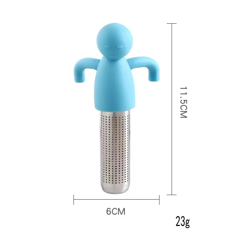 

Chinese Creative Silica Gel Tea Filter Tea Brewing Tool Stainless Steel 304 Glass Lovely Little Man Separator Lazy Tea Brewing