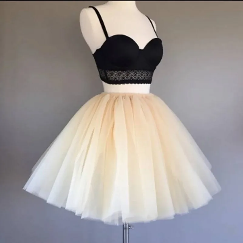 

Pretty Beige Skirts Tulle Ballet Custom Made Fashion Faldas Extra Puffy Short Tutu Skirt Saias