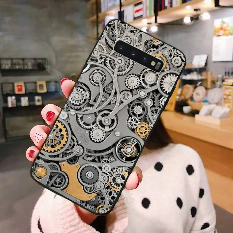 

Black gold mechanical gear Phone Case For Samsung A50 A51 A71 A20E A20S S10 S20 S21 S30 Plus ultra 5G M11 funda shell