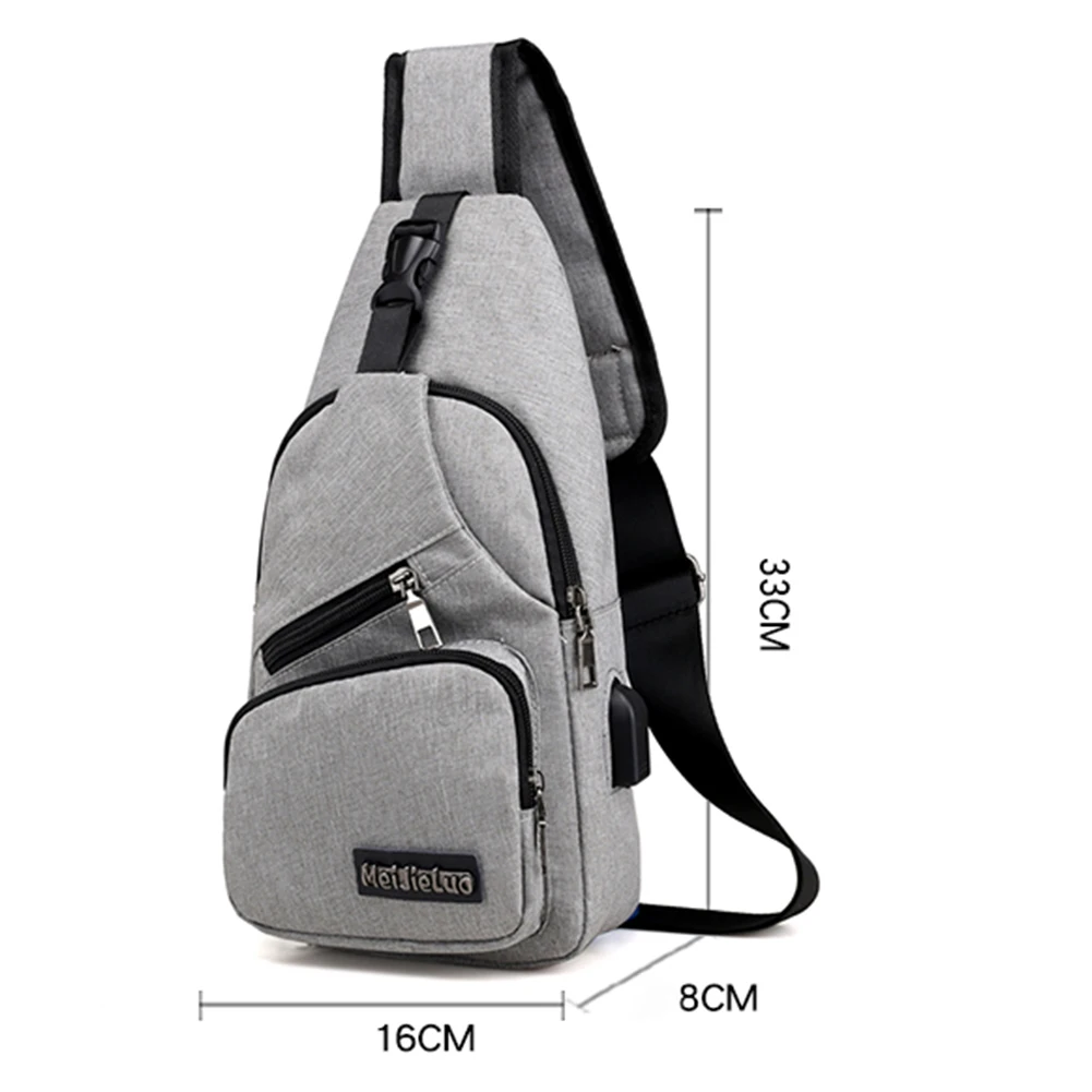 

Men Oxford Cloth Chest Bag Crossbody Messenger Shoulder Chest Bags USB Charging Multifunction Handbag Casual Bags Man