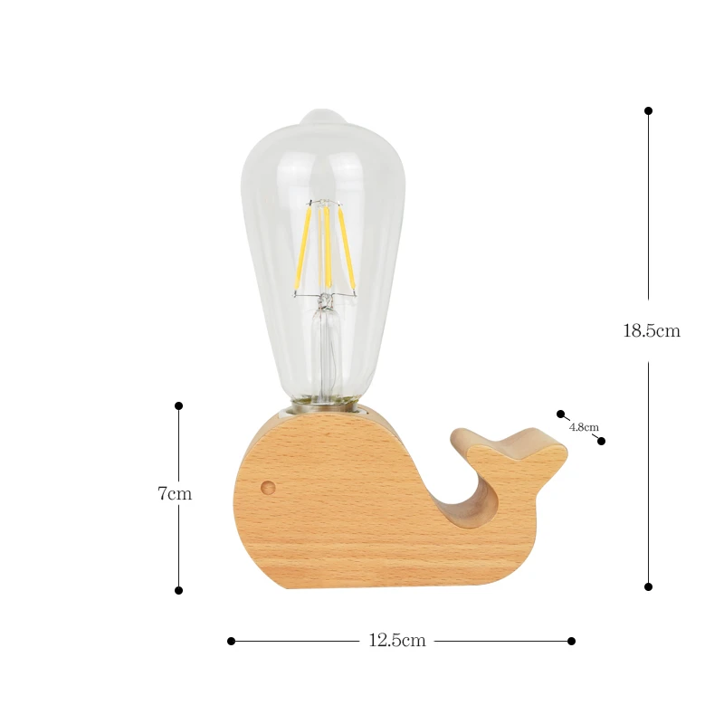 Настольная лампа с милыми животными Деревянный светильник для стола корова