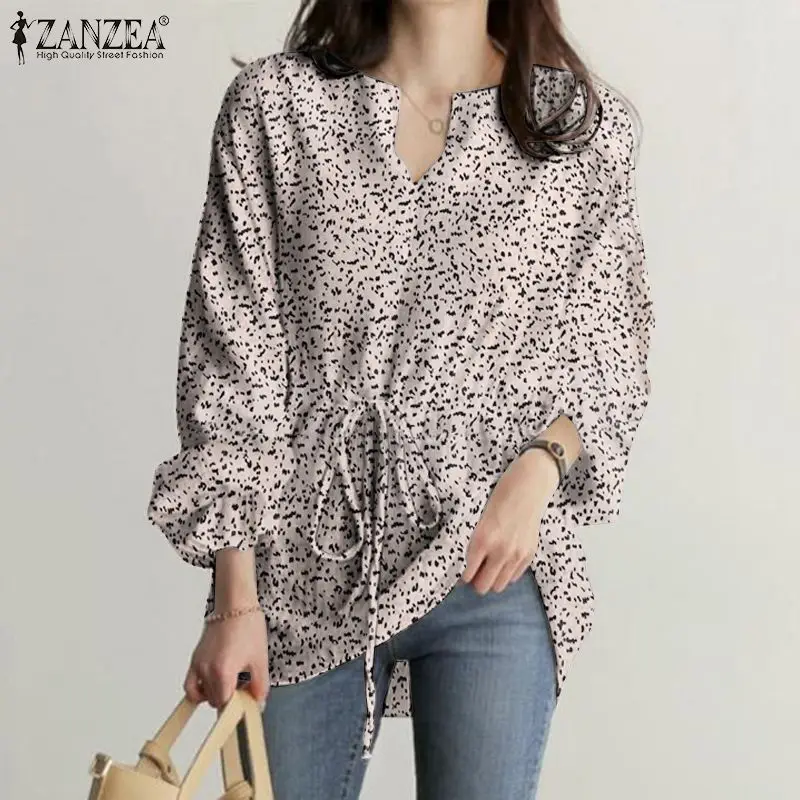 

Stylish Women Long Sleeve Blouse Spring Bohemian Floral Printed Tops ZANZEA Vintage V Neck Ruffles Holiday Blusas Casual Shirt
