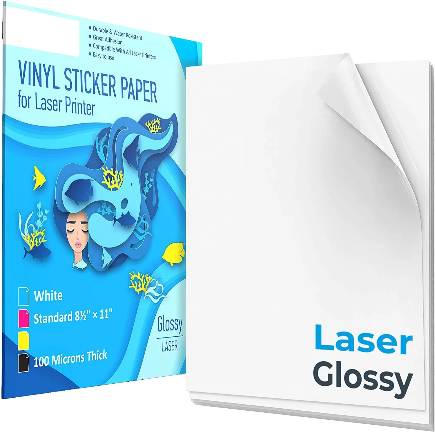 50 blätter A4 Vinyl Aufkleber Papier für Laser Drucker Glossy White Self Adhesive Aufkleber Label Wasserdichte Aufkleber Papier Blatt