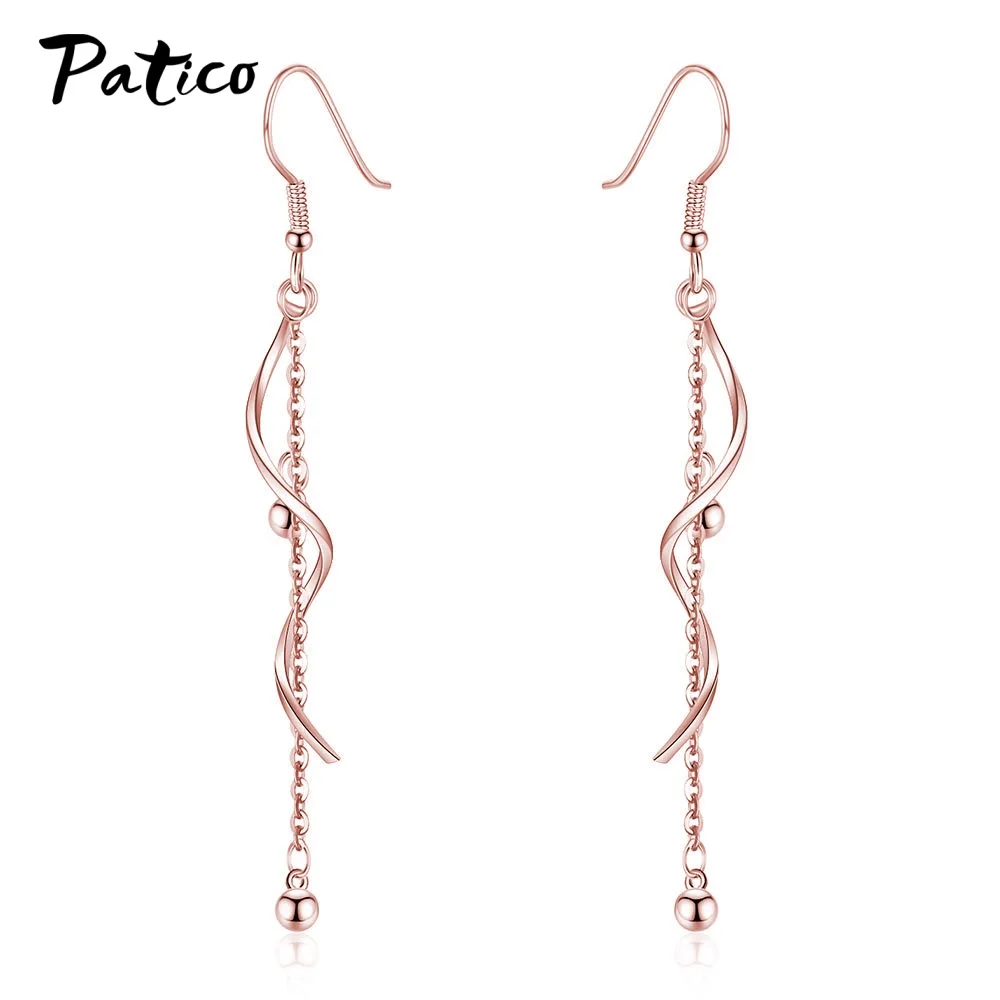 

Hot Sale 925 Sterling Silver Earrings For Women Long Chain Twist Tassel Earrings for Women Ear Drop oorbellen brincos pendientes