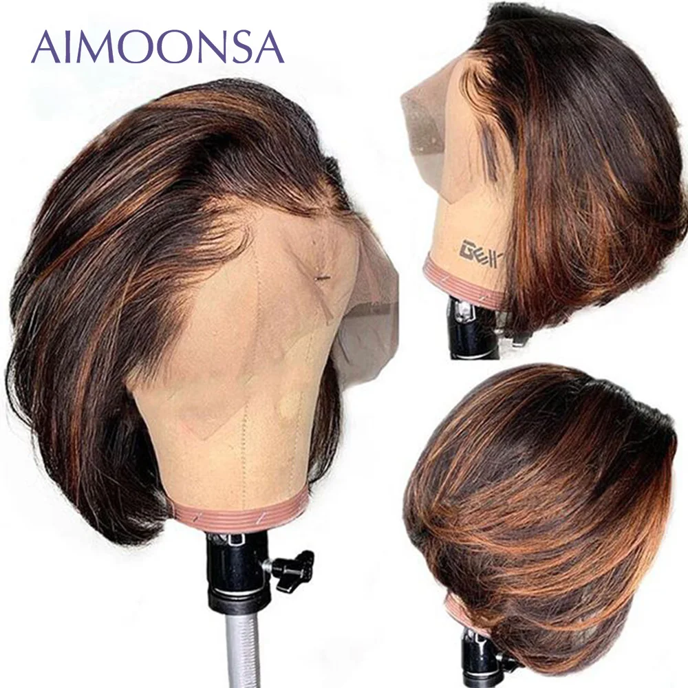 

Ombre Pixie Cut Wig Short Hair Wig 360 Lace Front Wig Natural Hairline Wigs For Women Color Glueless Human Hair Wigs 130 Density