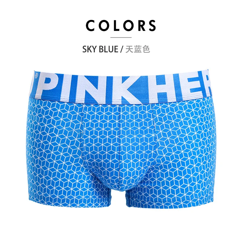 

TJ-TingJun New Male Panties Breathable Boxers Cotton Mesh Men Underwear U convex pouch Sexy Underpants Printed leaves Homewear
